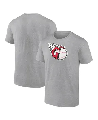 Men's Fanatics Heathered Gray Cleveland Guardians Official Logo T-shirt