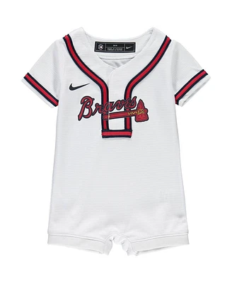 Newborn and Infant Boys and Girls Nike White Atlanta Braves Official Jersey Romper