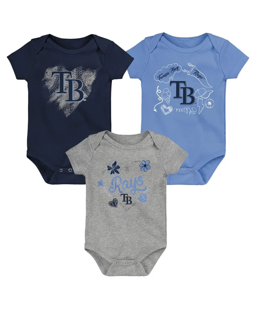 Infant Boys and Girls Navy, Light Blue, Heathered Gray Tampa Bay Rays Batter Up 3-Pack Bodysuit Set