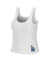 Women's Wear by Erin Andrews Cream Los Angeles Dodgers Plus Cozy Tank Top and Pants Set