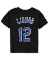 Infant Boys and Girls Nike Francisco Lindor Black New York Mets Name and Number T-shirt