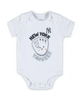 Newborn and Infant Boys and Girls Navy, White, Heathered Gray New York Yankees 3-Pack Change Up Bodysuit Set