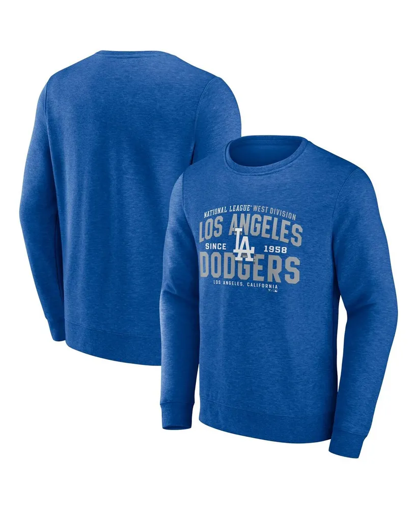 Men's Heathered Royal Los Angeles Dodgers Heathered Crew Neck Sweater