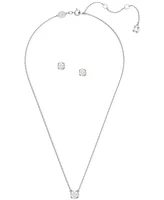 Swarovski Silver-Tone 2-Pc. Set Crystal Earrings and Necklace, 14-7/8" + 2" extender