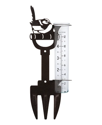 La Crosse Technology 704-98937-Int Bird and Shovel Metal Garden Rain Gauge with 5" Glass Tube