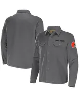 Men's Nfl x Darius Rucker Collection by Fanatics Gray Cleveland Browns Canvas Button-Up Shirt Jacket