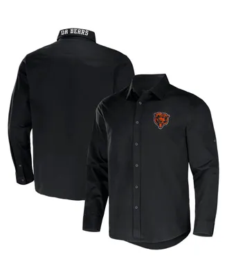 Men's Nfl x Darius Rucker Collection by Fanatics Black Chicago Bears Convertible Twill Long Sleeve Button-Up Shirt