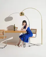 Olivia Led Contemporary Arc Floor Lamp with Heavy-Weighted Marble Base (75"), Bulb Included