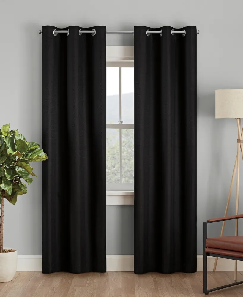 Eclipse Desmond Basketweave Blackout Thermaback Grommet 40" x 95" Curtain Panel
