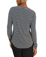 Anne Klein Women's Split-Neck Pearl-Dot Top