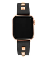 Steve Madden Women's Black Faux Leather Stud Accented Band designed for Apple Watch 42mm (Series 10) & 38/40/41mm - Black, Pink, Rose Gold