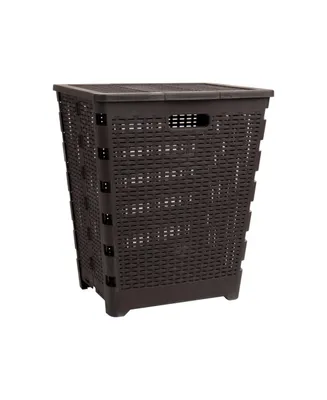 Mind Reader Basket Collection, Foldable Laundry Hamper, 61 Liter 15Kg/33Lbs Capacity, Attached Hinged Lid