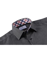 Suslo Couture Men's Slim Fit Linen Look Short Sleeve Button Down Shirt