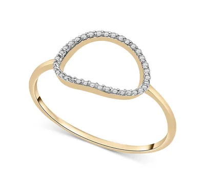Wrapped Diamond Elongated Circle Ring (1/20 ct. t.w.) in 10k Gold, Created for Macy's