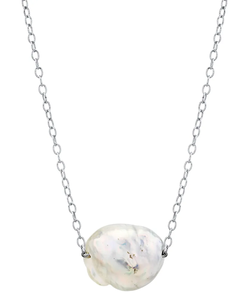 Cultured Natural Color Freshwater Pearl (12-14mm) 18" Pendant Necklace in Sterling Silver