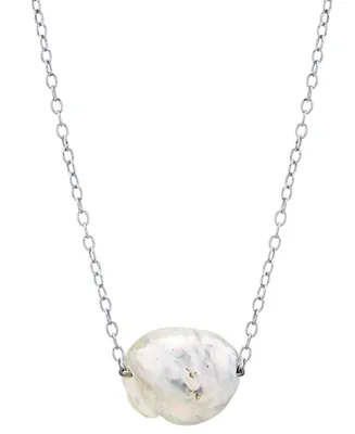 Cultured Natural Color Freshwater Pearl (12-14mm) 18" Pendant Necklace in Sterling Silver