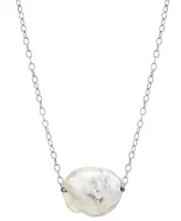 Cultured Natural Color Freshwater Pearl (12-14mm) 18" Pendant Necklace in Sterling Silver