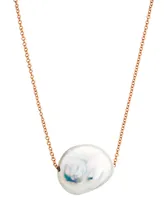 Cultured Natural Color Baroque Freshwater Pearl (12-14mm) 18" Pendant Necklace in 14k Rose Gold