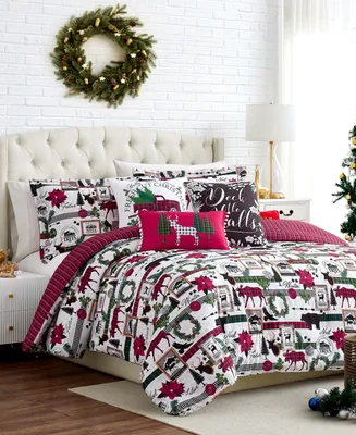 Southshore Fine Linens Merry Town Christmas Reversible 6 Piece Comforter Set, Twin