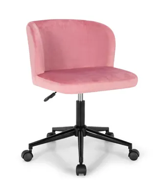 Costway Velvet Home Office Leisure Vanity Chair Armless Adjustable