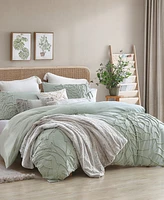 Peri Home Chenille Rose Green 3 Piece Comforter Set, Full/Queen