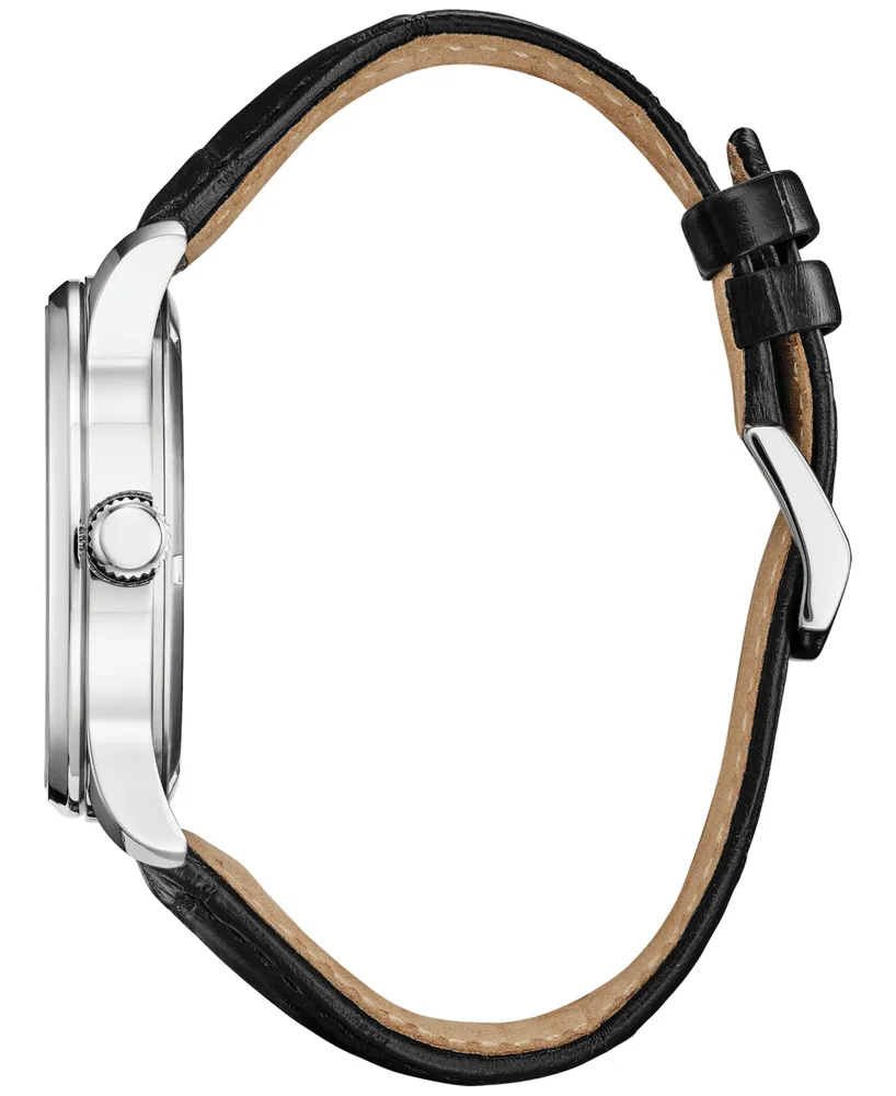 Citizen Eco-Drive Men's Black Leather Strap Watch 42mm