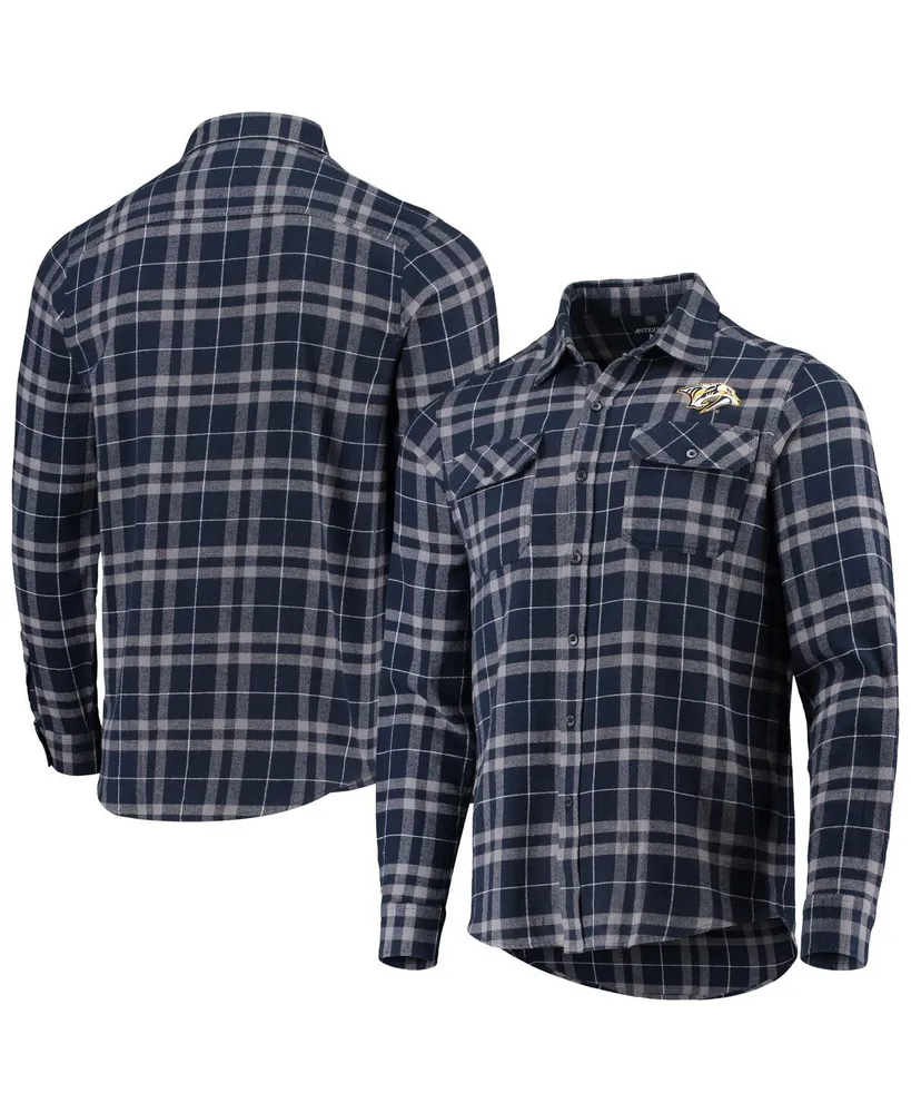 Men's Antigua Black/Gray Pittsburgh Penguins Ease Plaid Button-Up