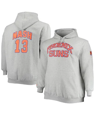 Men's Mitchell & Ness Steve Nash Heathered Gray Phoenix Suns Big and Tall Name Number Pullover Hoodie