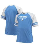 Men's Heathered Blue Tampa Bay Lightning Big and Tall Raglan T-shirt