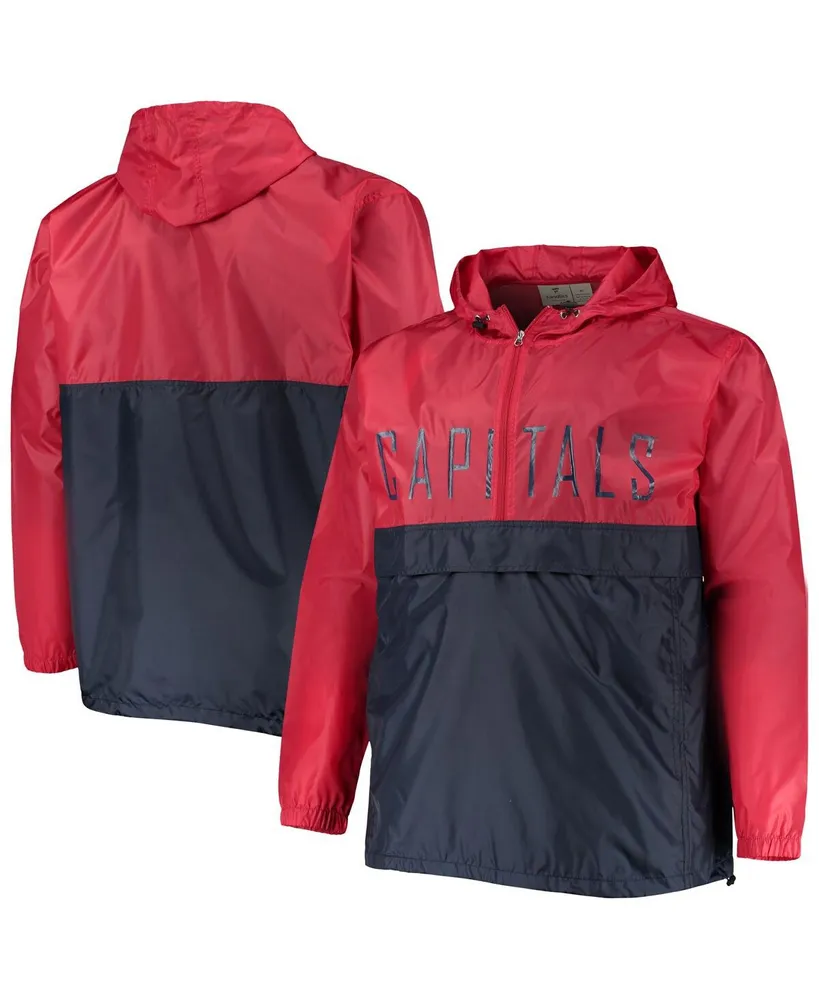 Men's Red Washington Capitals Big and Tall Anorak Half-Zip Pullover Hoodie