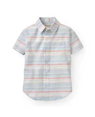 Hope & Henry Boys Linen Short Sleeve Button Down Shirt