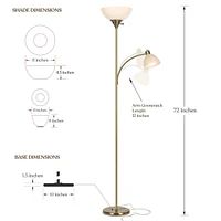 Brightech Sky Dome Plus 72" Led Torchiere Floor Lamp with 1 Reading Arm