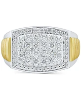 Grown With Love Men's Lab Grown Diamond Cluster Ring (1 ct. t.w.) in 10k Two-Tone Gold - Two