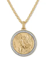 Esquire Men's Jewelry Diamond St. Michael Medallion 22" Pendant Necklace (1/4 ct. t.w.) 18k Gold-Plated Sterling Silver, Created for Macy's