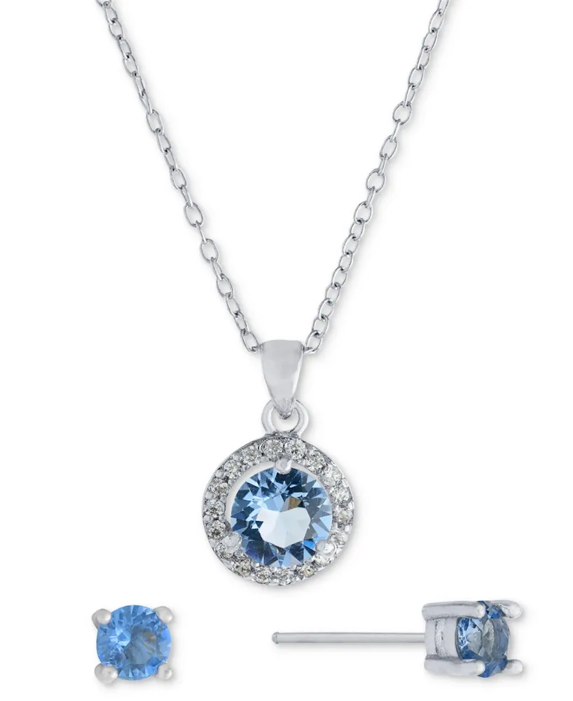 Giani Bernini 2-Pc. Set Crystal & Cubic Zirconia Halo Pendant Necklace Solitaire Stud Earrings, Created for Macy's