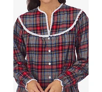 Lanz of Salzburg Cotton Lace-Trim Flannel Nightgown
