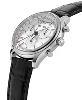 Frederique Constant Men's Swiss Chronograph Black Leather Strap Watch 40mm