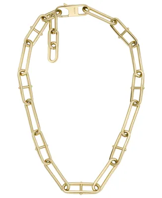 Fossil Heritage D Link Gold-tone Stainless Steel Chain Necklace - Gold