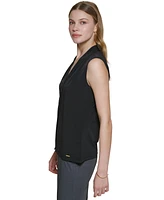 Calvin Klein Gathered V-Neck Sleeveless Top