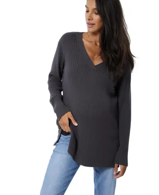 Belldini Women's Raglan Sleeve Pointelle Sweater