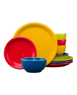 Fiesta Mixed Bright Colors Bistro 12-Pc. Dinnerware Set, Service for 4