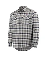 Men's Antigua Navy, Gray Colorado Avalanche Ease Plaid Button-Up Long Sleeve Shirt