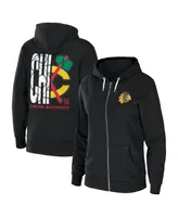 Women's Wear by Erin Andrews Black Chicago Blackhawks Sponge Fleece Full-Zip Hoodie