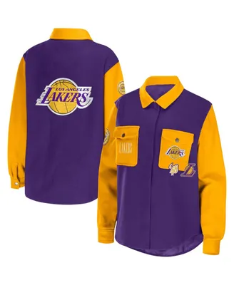 Women's Wear by Erin Andrews Purple Los Angeles Lakers Colorblock Button-Up Shirt Jacket