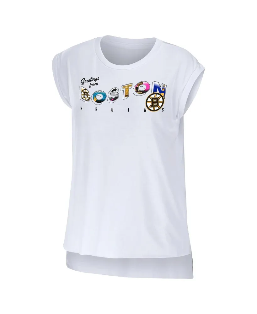 Women's Wear by Erin Andrews White Boston Bruins Greetings From Muscle T-shirt