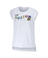 Women's Wear by Erin Andrews White Boston Bruins Greetings From Muscle T-shirt