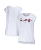 Women's Wear by Erin Andrews White Montreal Canadiens Greetings From Muscle T-shirt