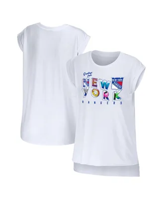 Women's Wear by Erin Andrews White New York Rangers Greetings From Muscle T-shirt
