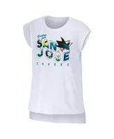 Women's Wear by Erin Andrews White San Jose Sharks Greetings From Muscle T-shirt