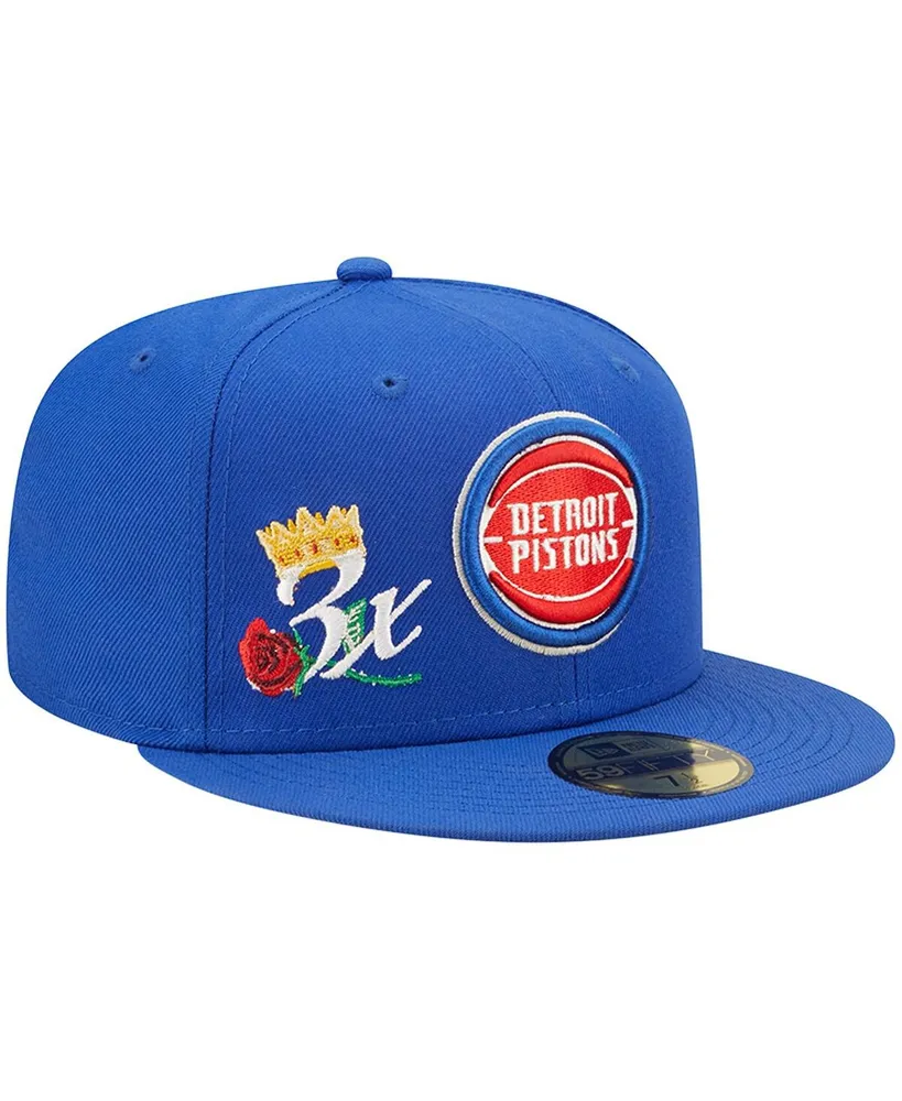 Men's New Era Blue Detroit Pistons 3x Nba Finals Champions Crown 59FIFTY Fitted Hat